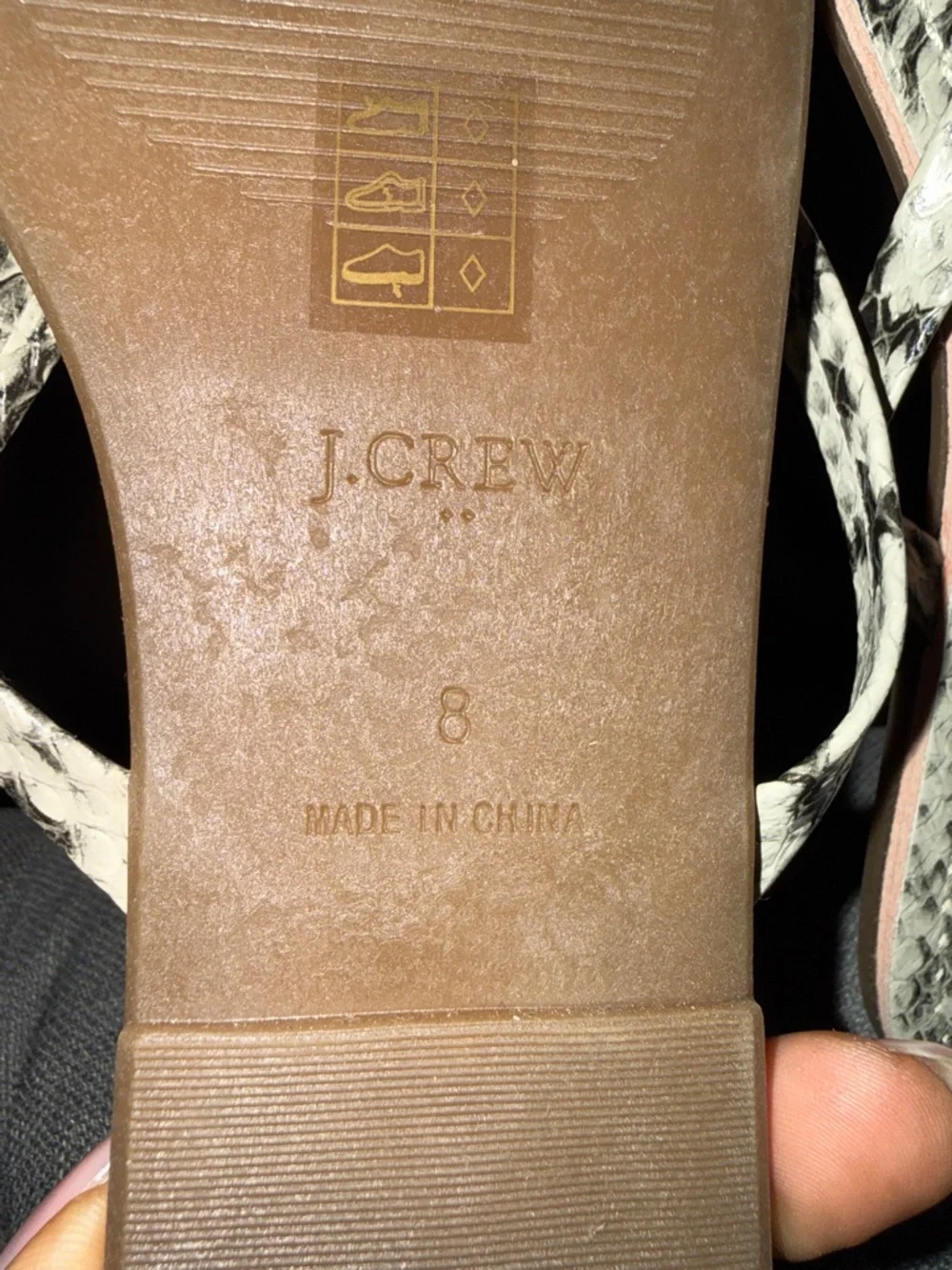 J. Crew Women's Snake-Print Flip Flops in Black and Biege - Picture 2 of 4